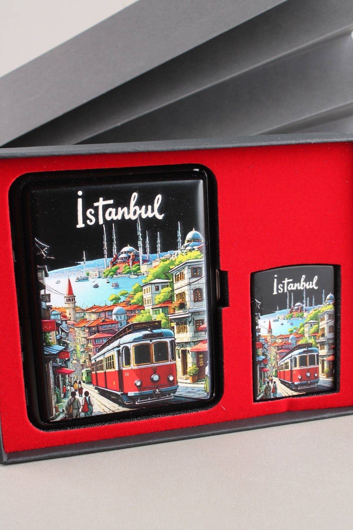 Silvio Monetti Mavi Jet Alevli Çakmak Sigara Tabakası Kutulu Set SET002
