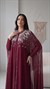 Göğüş ve Kol Çevresi Taşlı İkili Bordo Abaya