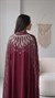 Göğüş ve Kol Çevresi Taşlı İkili Bordo Abaya