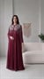 Göğüş ve Kol Çevresi Taşlı İkili Bordo Abaya