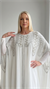 Kadın Beyaz Şifon Taş İşlemeli Abaya Elbise