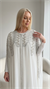 Kadın Beyaz Şifon Taş İşlemeli Abaya Elbise