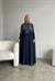 Lacivert Şifon Yoğun Taş İşlemeli Abaya Elbise