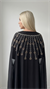 Şifon Altın Nakış İşlemeli Siyah Abaya Elbise Ferace