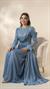 Kristal Taşlı ve Tüy Detaylı Tam Boy Mavi Tesettür Abiye