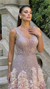Toz Pembe Degrade Kristal Abiye