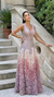 Toz Pembe Degrade Kristal Abiye