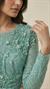 Tül Detaylı Payet İşlemeli Mint Abiye Elbise