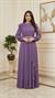 Zarif Taş Detaylı Tam Boy Mor Tesettür Elbise