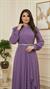 Zarif Taş Detaylı Tam Boy Mor Tesettür Elbise
