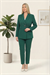 Kemar Detaylı Sade Yeşil İkili Pantolonlu Takım