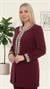 Ceket Önü Zarif Taş İşlemeli Bordo Üçlü Pantolonlu Takım
