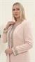 Ceket Önü Zarif Taş İşlemeli Pudra Üçlü Pantolonlu Takım
