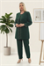 Ceketi Taş İşlemeli Astarlı Şık Yeşil Üçlü Pantolonlu Takım