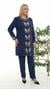 Taş İşlemeli Astarlı Lacivert Üçlü Pantolonlu Takım