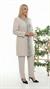 Taş İşlemeli Astarlı Bej Üçlü Pantolonlu Takım