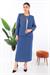 Omuzu ve Kolu Taş İşlemeli Mavi Uzun Etekli Üçlü Takım