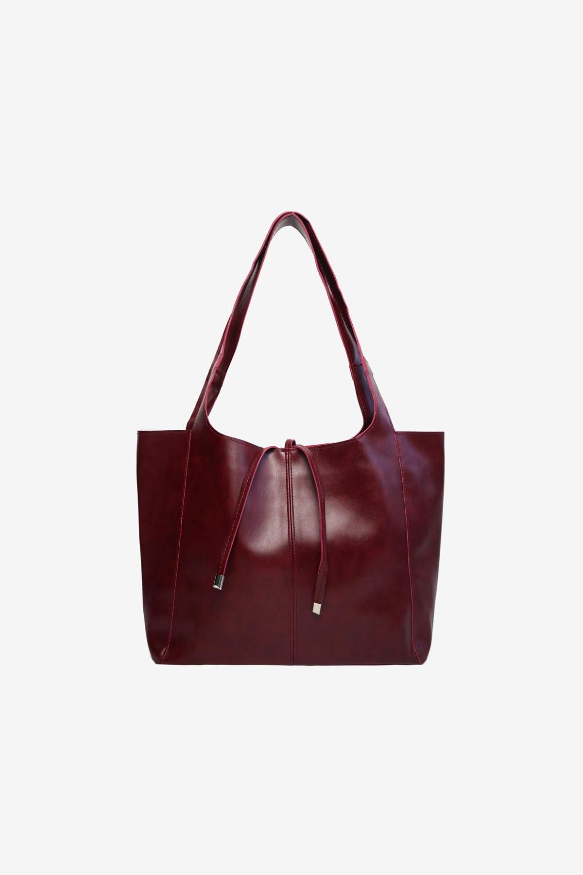Bright Çift Saplı Bordo Mat Çanta
