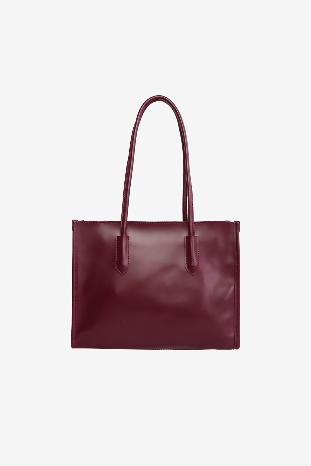 Liora Çift Saplı Tote Bordo Mat Çanta