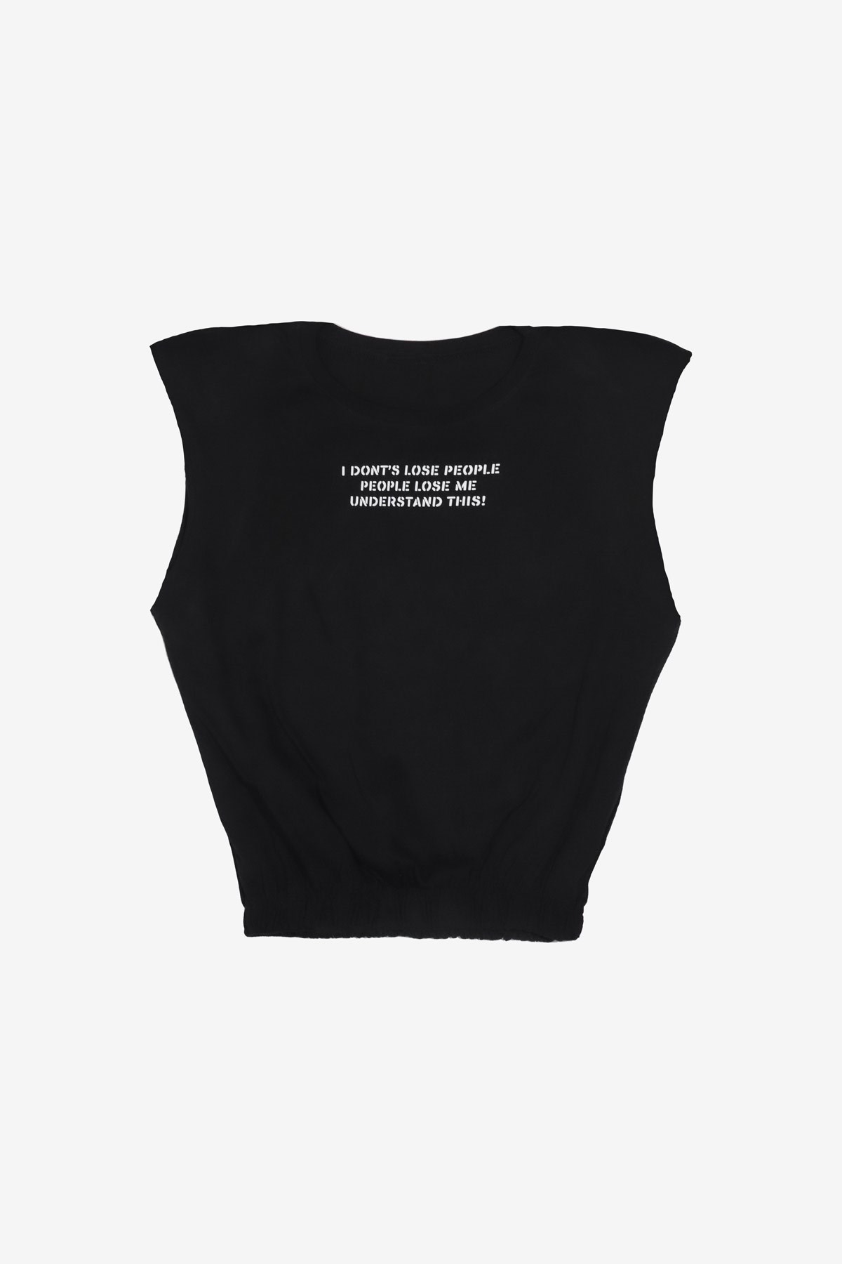 MORE-148 Beli Lastikli Siyah Vatkalı T-Shirt