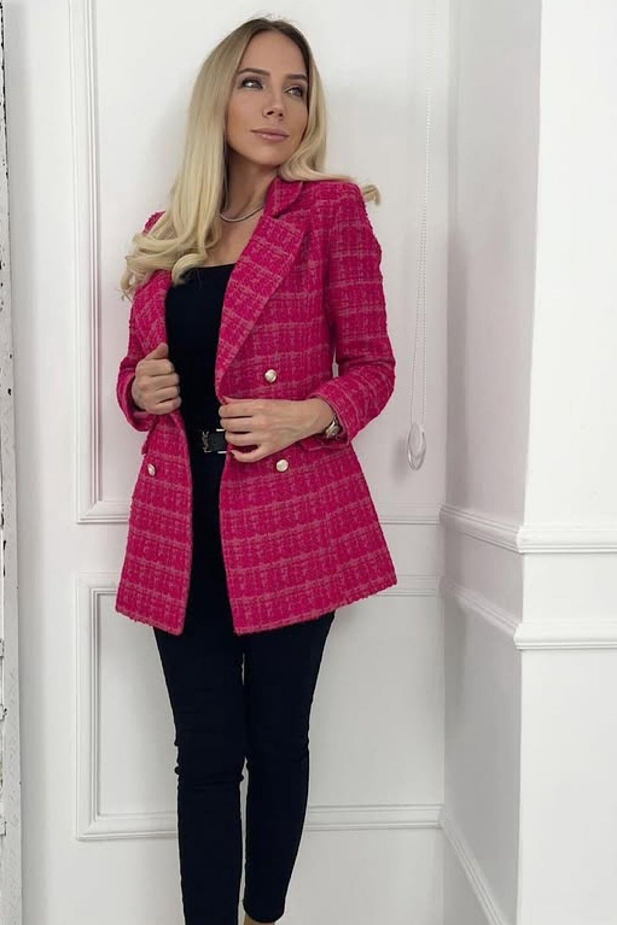 G0107 Blazer Tüvit Ceket Fuşya