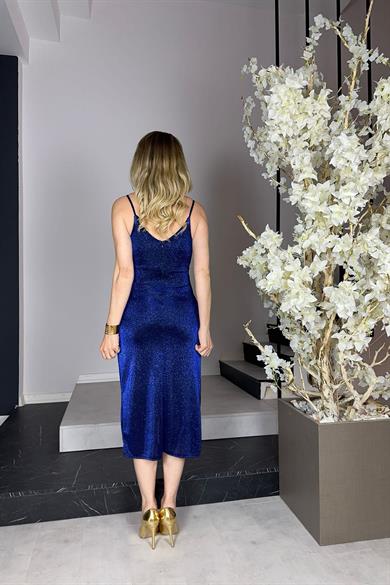 G0997 Simli Abiye Elbise Lacivert