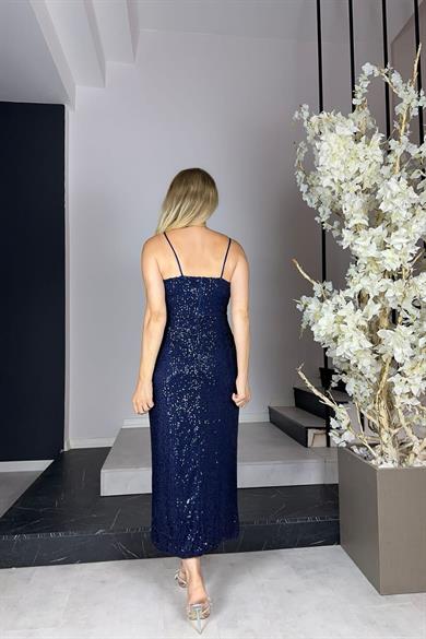 G1000 Midi Boy Payet Abiye Elbise Lacivert