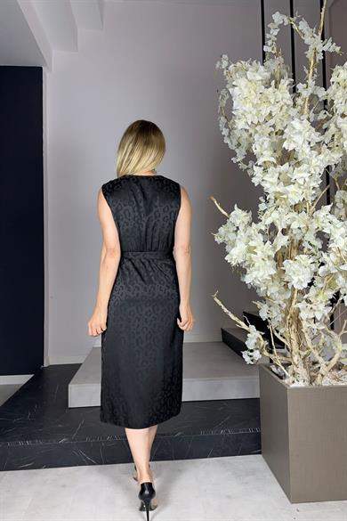 G1012 Çiçek Detaylı Saten Abiye Elbise - (Omuzundaki çiçek iğneli olduğu için çıkartabilir veya istediğiniz yere tutturabilirsiniz) Siyah