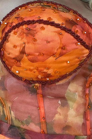 G1429 Tasarım Şifon Elbise Turuncu