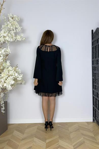 G1625 Dantel Detaylı Abiye Elbise Siyah