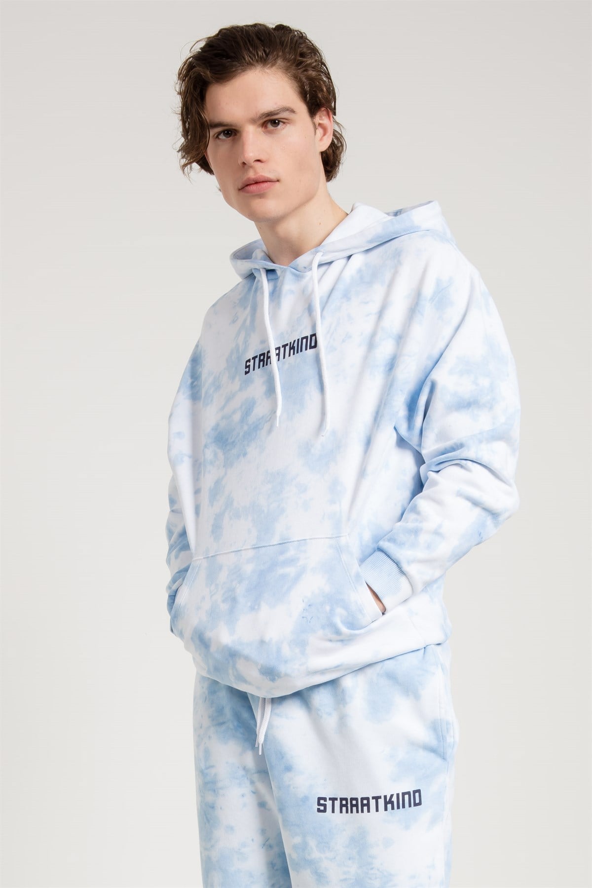 Batik Yıkamalı Mavi Oversize Erkek Sweatshirt