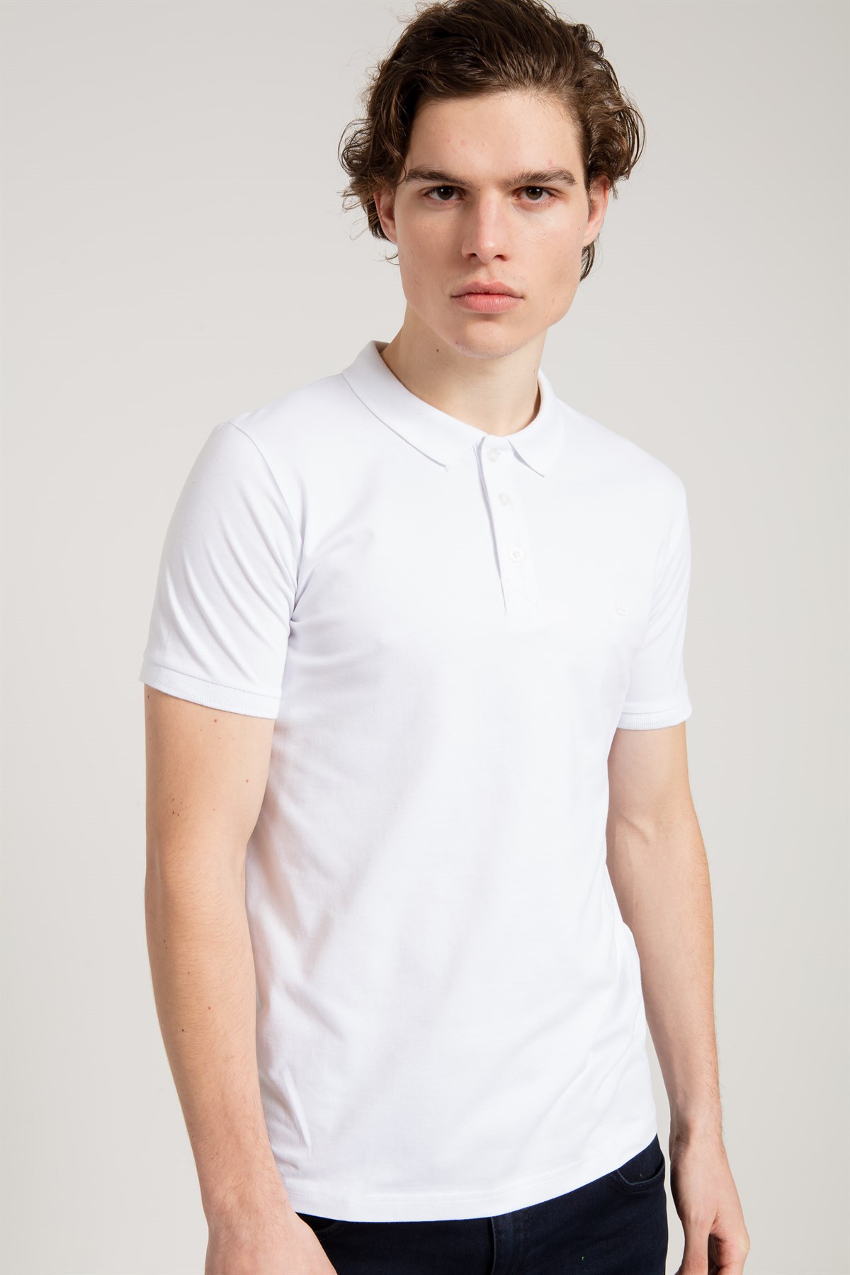 Erkek Beyaz Klasik Polo Yaka T-Shirt