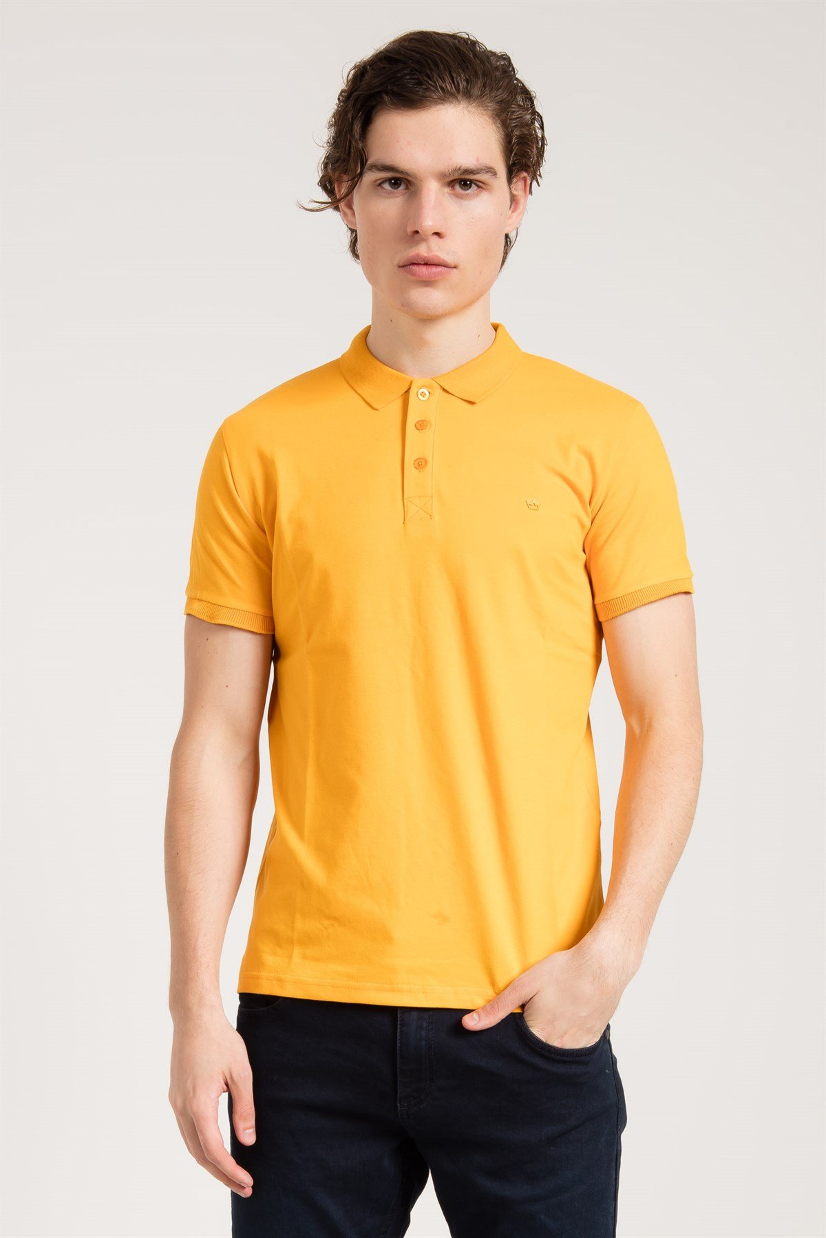 Erkek Sarı Klasik Polo Yaka T-Shirt