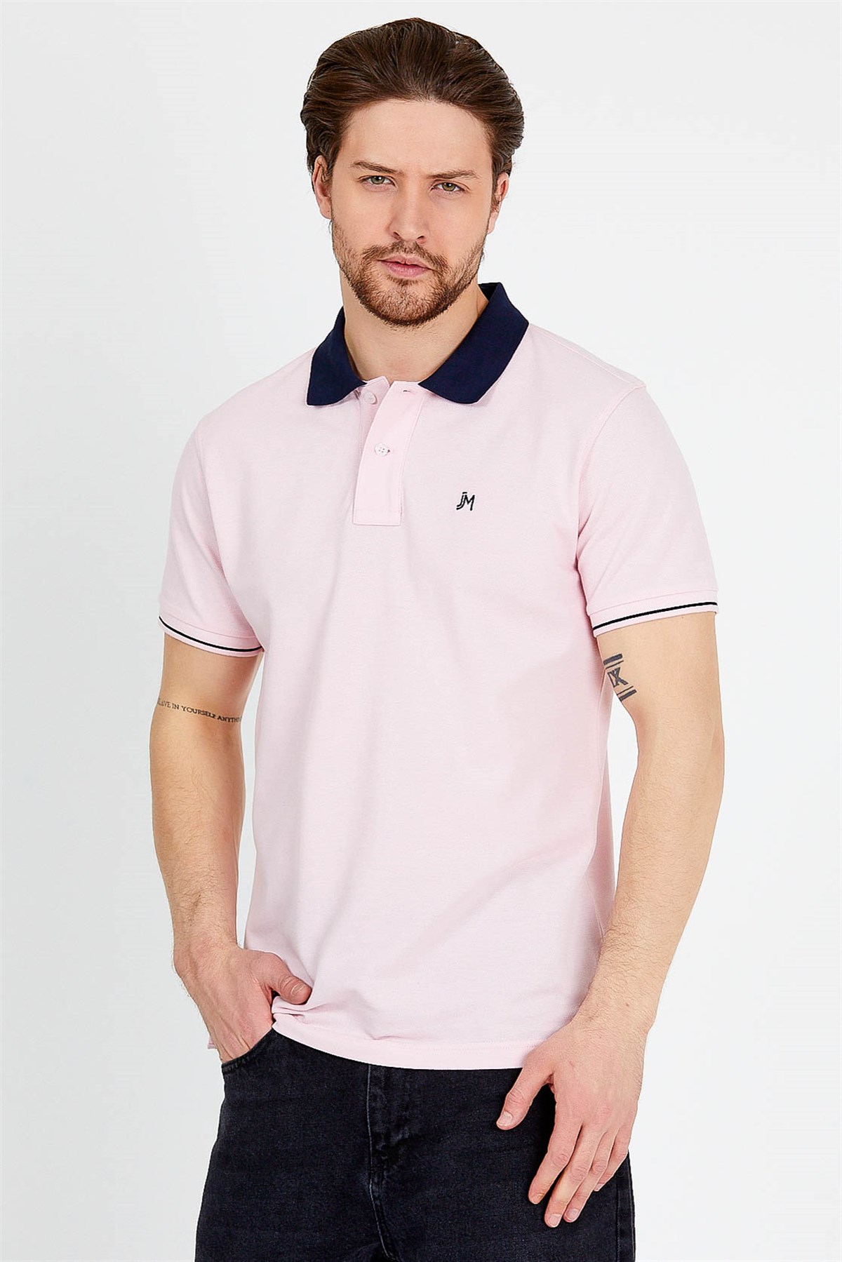 Kısa Kollu Pembe Erkek Polo Yaka T-shirt