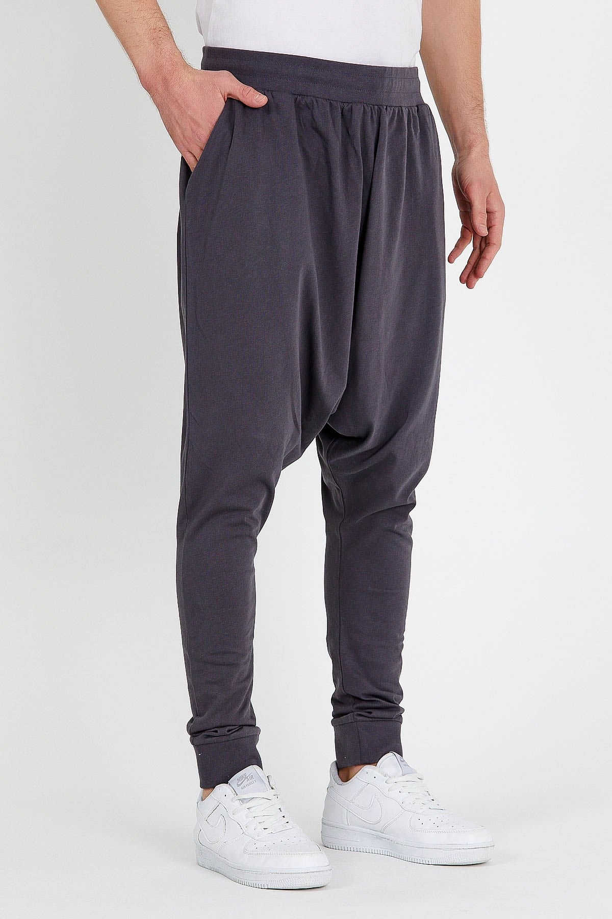 Koyu Gri Slim Fit Yanları Cepli Erkek Şalvar Eşofman