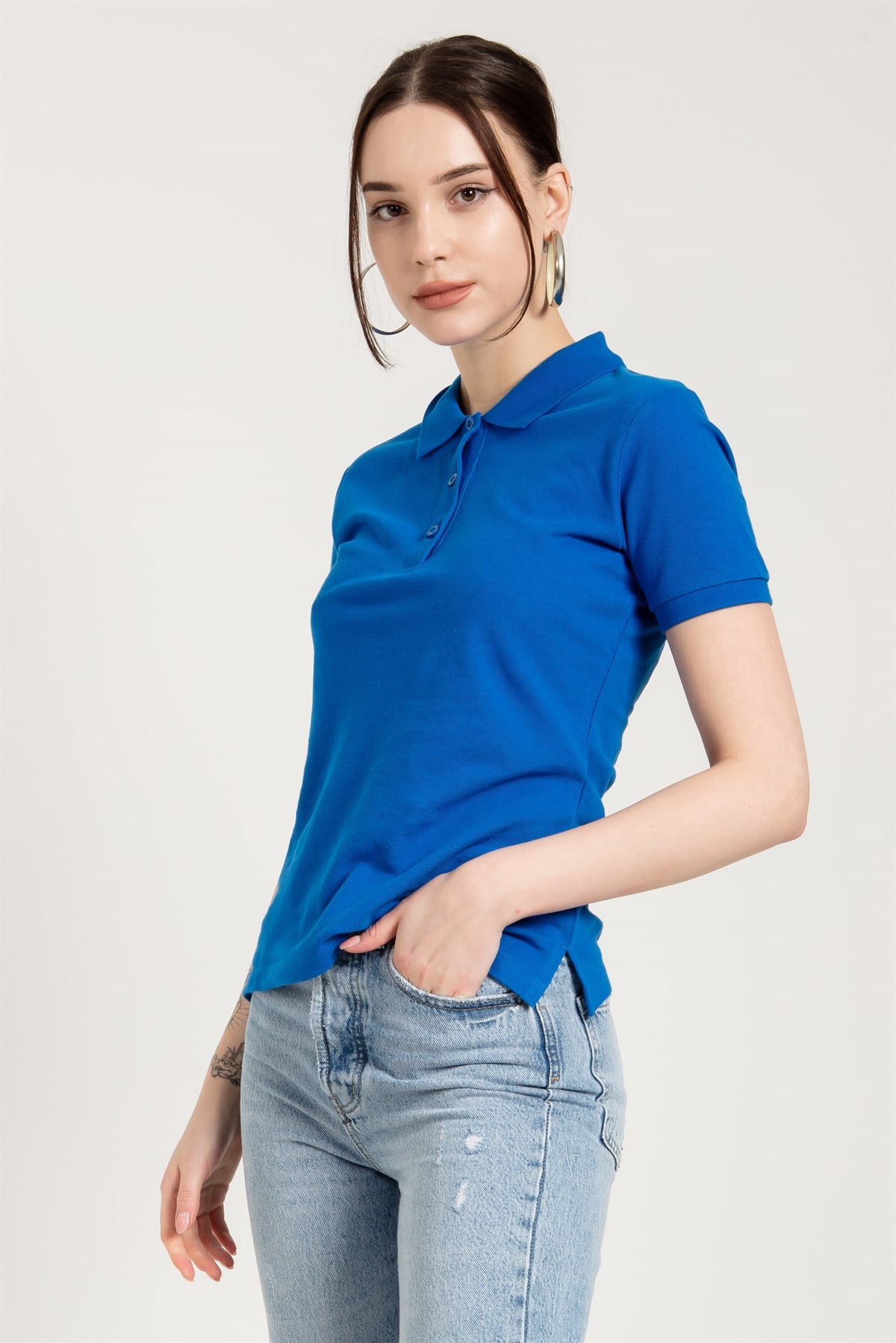 Mavi Kısa Kollu Polo Yaka T-shirt