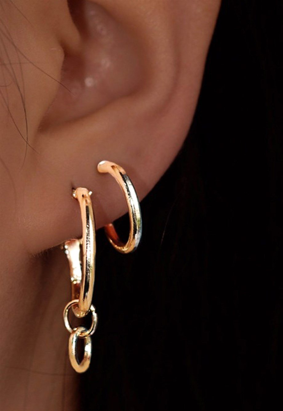 MULIER BULIA Gold Halka Küpe Seti