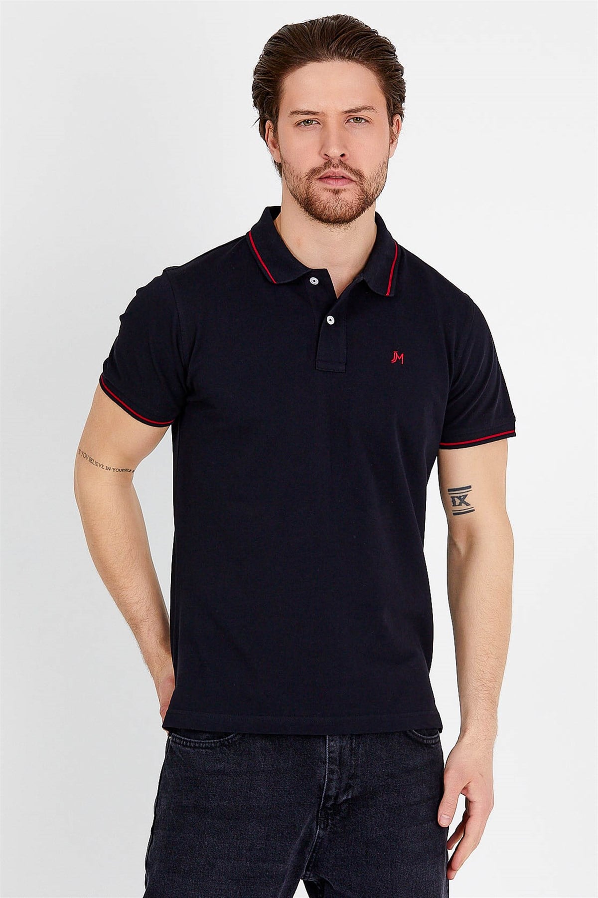 Siyah Kısa Kollu Erkek Polo Yaka T-shirt