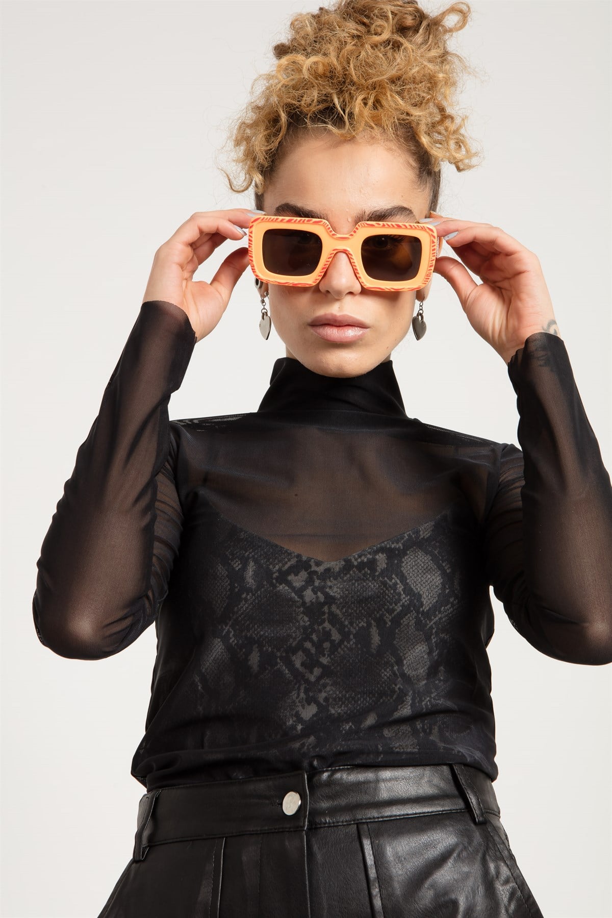 Siyah Transparan Tül Bluz