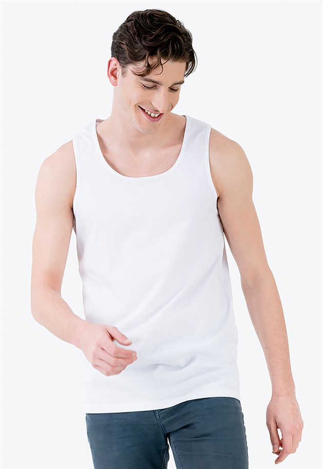 Plain Designed Organic Cotton Vest in White