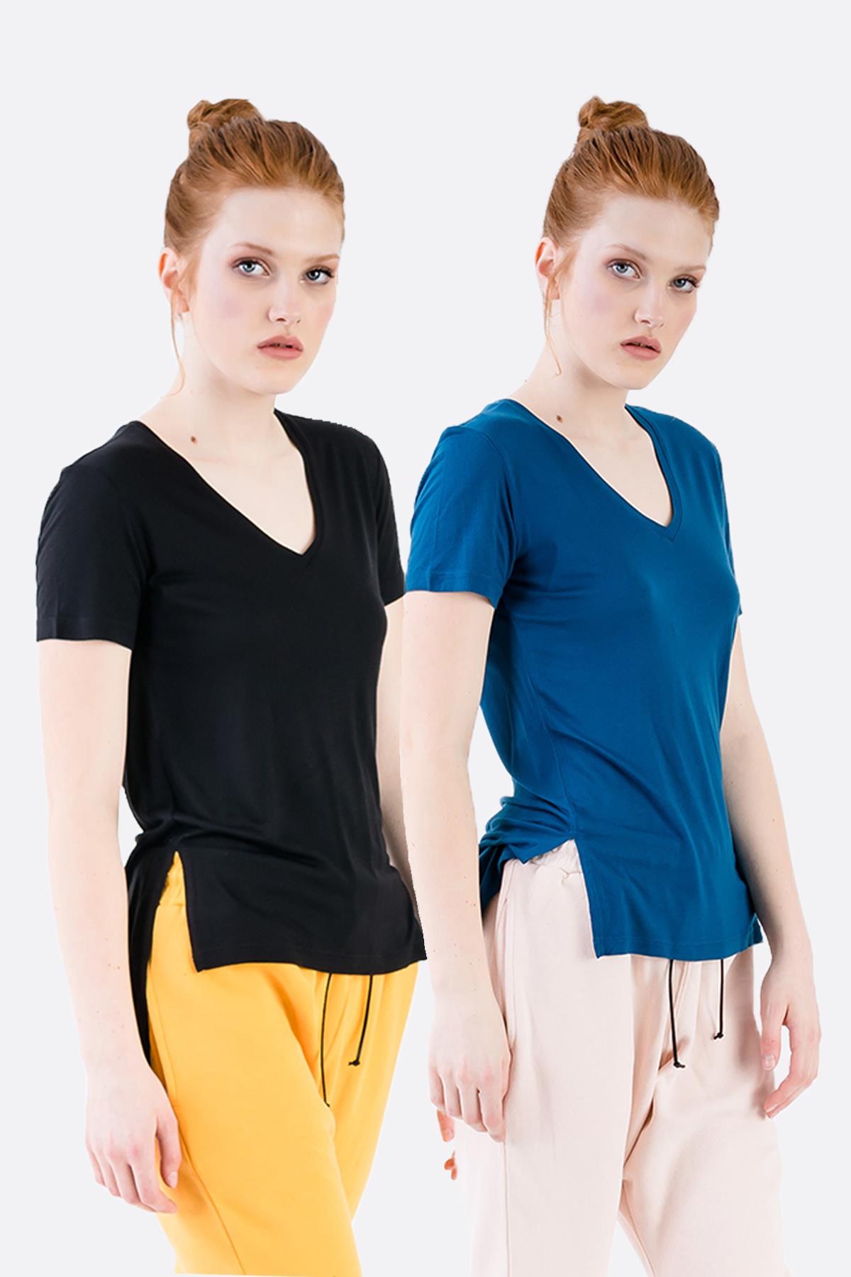 2'li Ekonomik Set V Yaka T-shirt