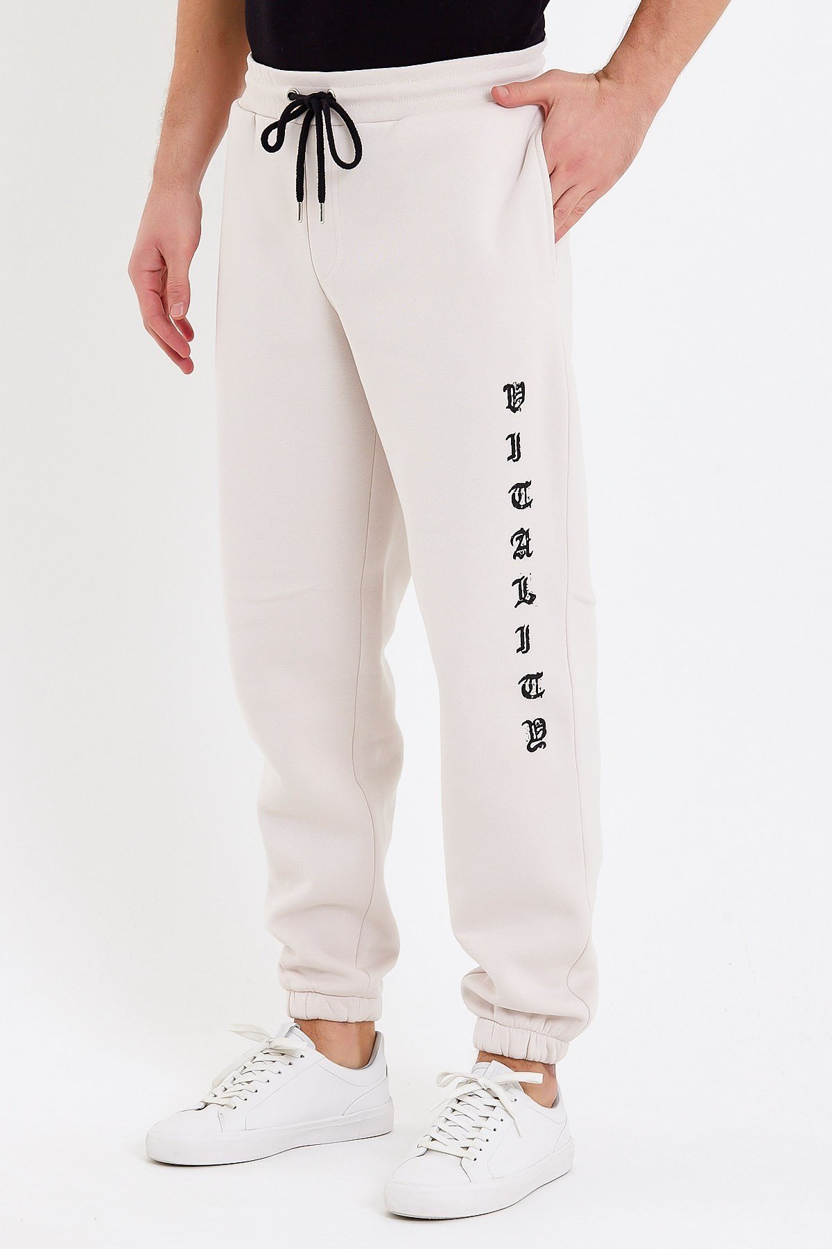 Baskılı Oversize Krem Erkek Eşofman