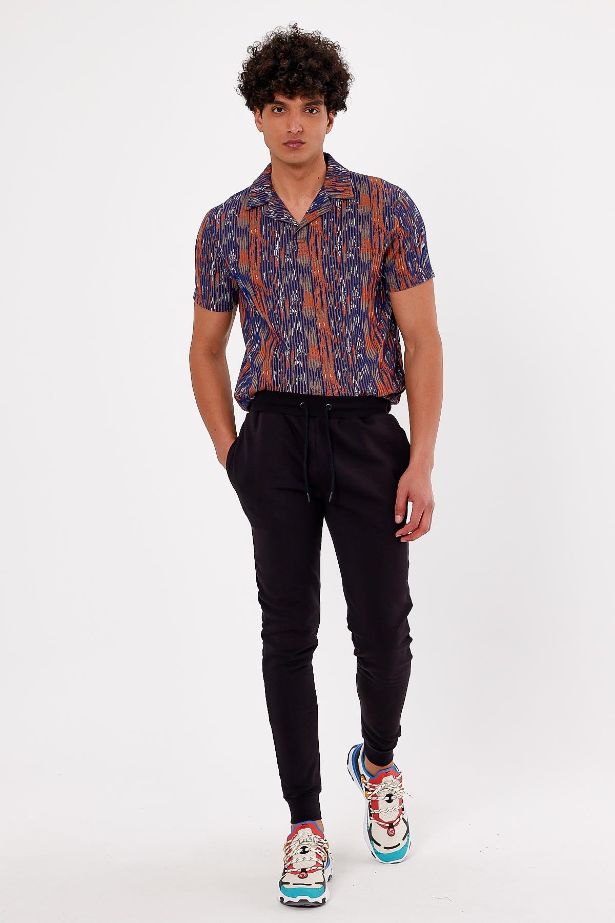 Beli Ayarlanabilir Kordonlu Siyah Erkek Eşofman Altı