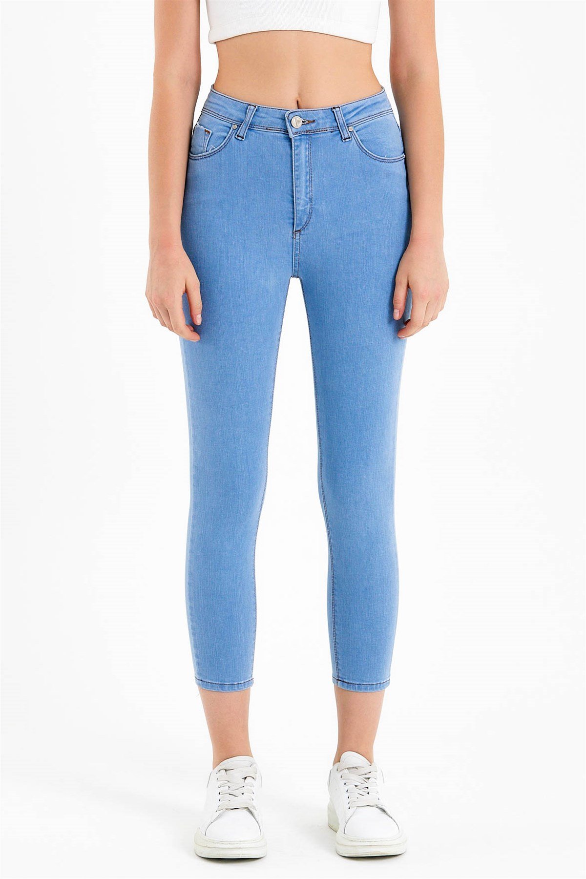 High Waisted Skinny Fit Jeans in Blue