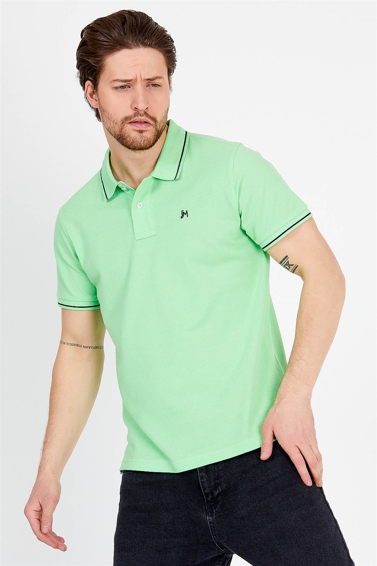Kısa Kollu Yeşil Erkek Polo Yaka T-shirt