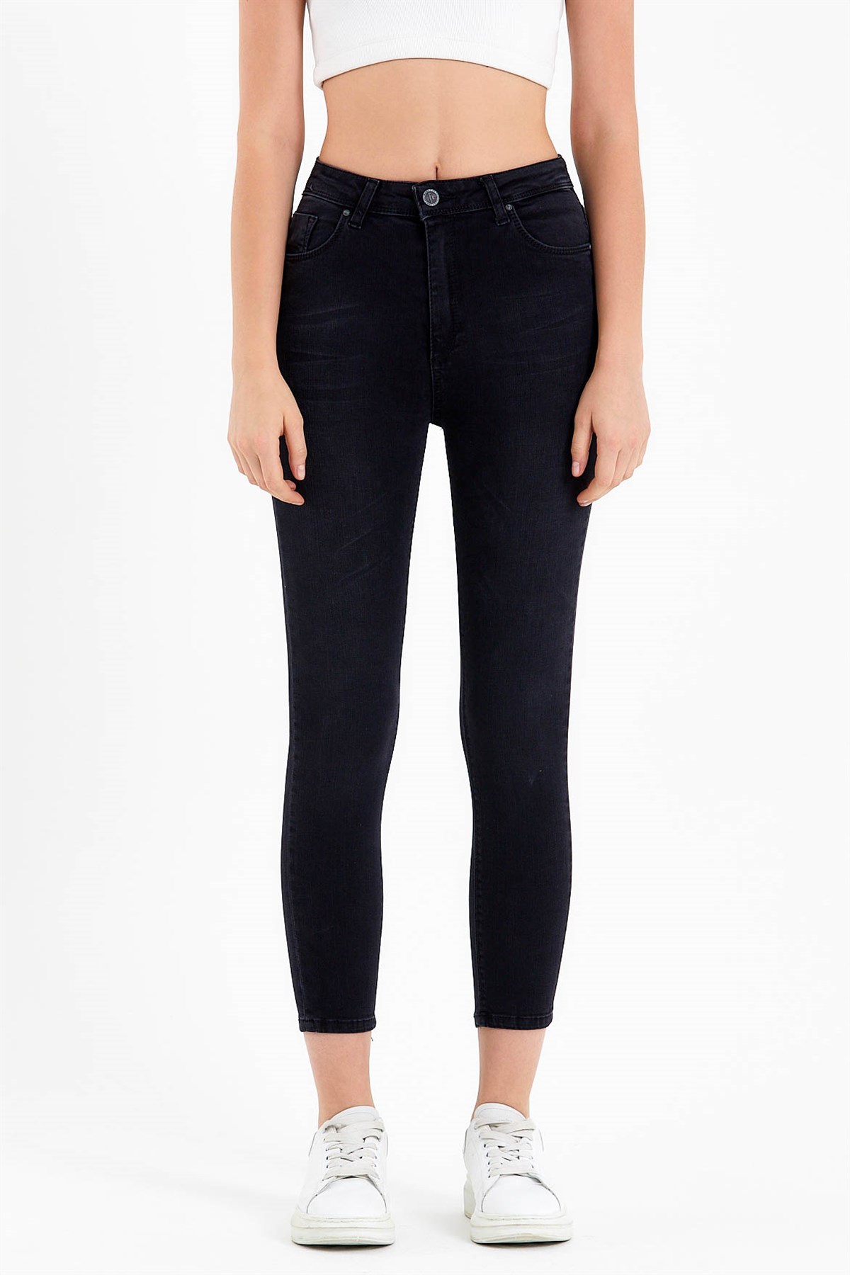 Skinny Fit Antrasit Yüksek Bel Jean