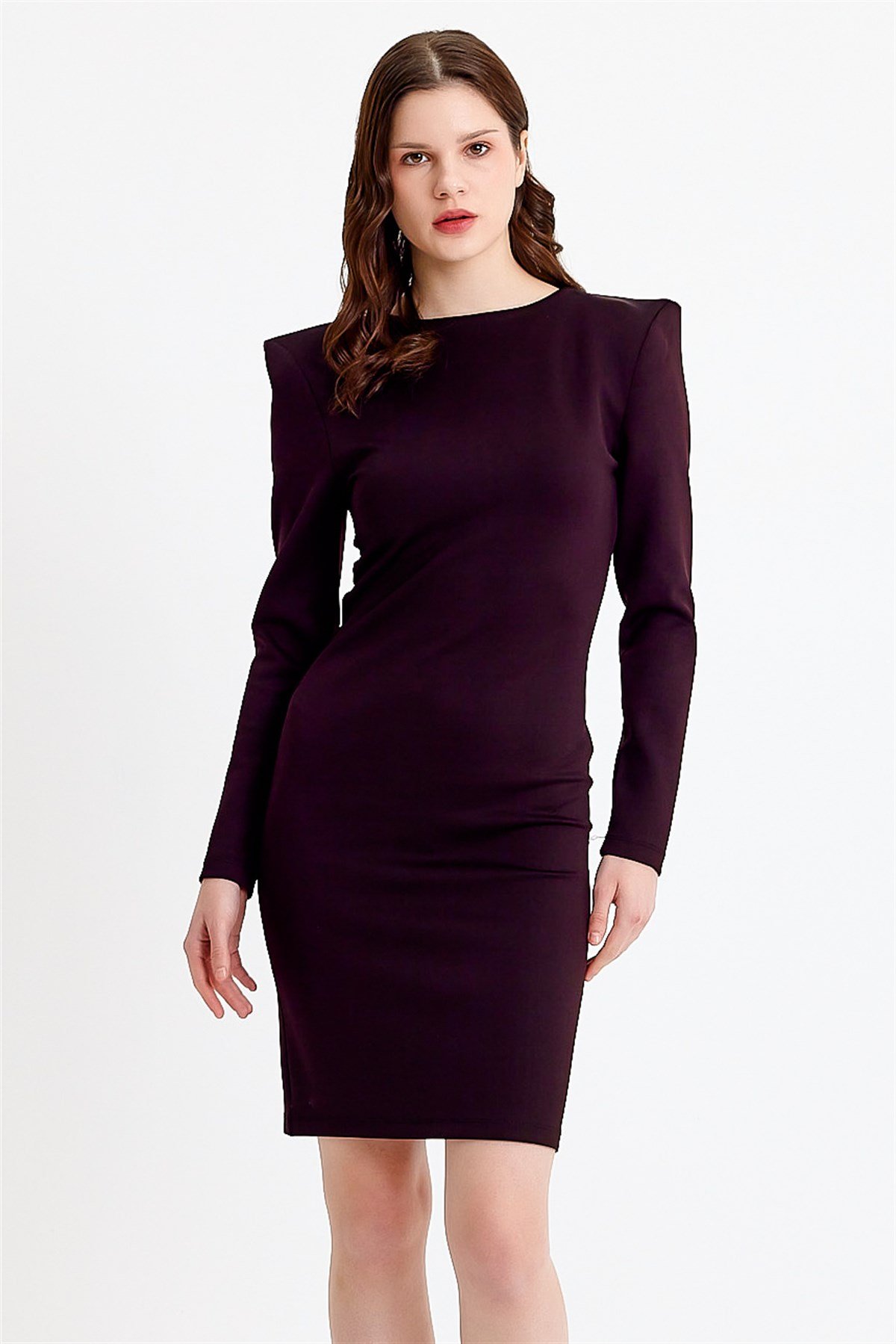 Vatkalı Siyah Mini Bodycon Elbise