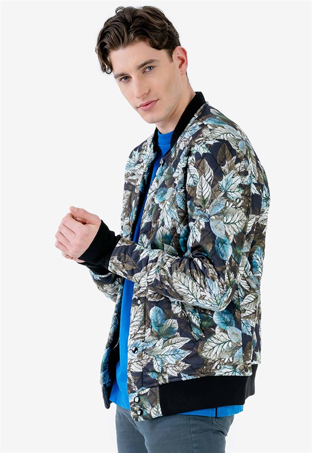 Cicek Bask l Slim Fit Erkek Bomber Ceket