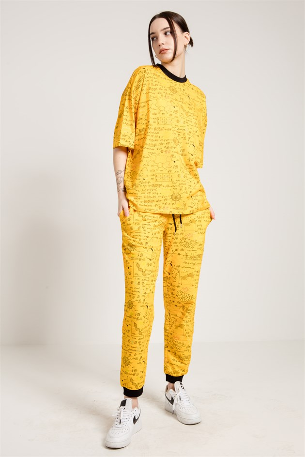 Formula Print Oversized Jogger in Yellow
