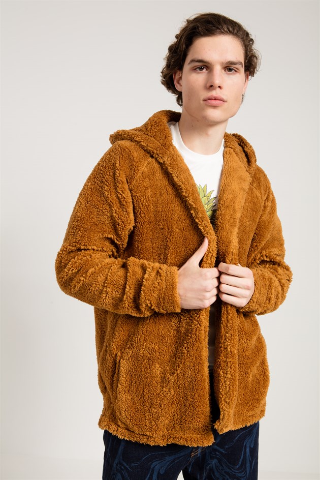 Teddy Bear Jacket in Brown with Hood